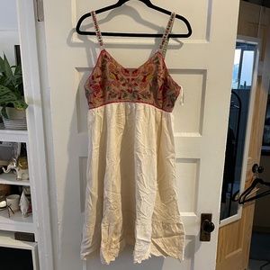 Anthropologie Floral and Cream Babydoll Dress (Size 12)